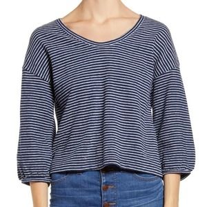 Madewell Wild Ginger Balloon sleeve, Navy Blue and White stripes, Size M, NWT